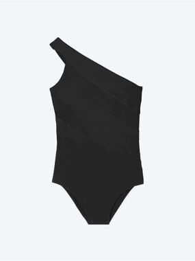 summersalt Black Asymmetric One-Shoulder One-Piece Swimsuit